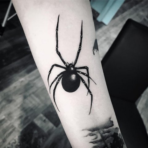 Татуировка Черный Паук на Руке