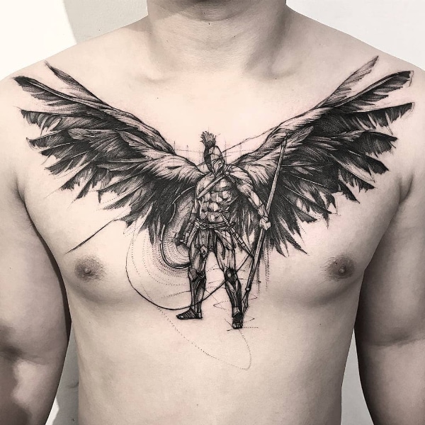 Мужская Татуировка Крылатый Ангел