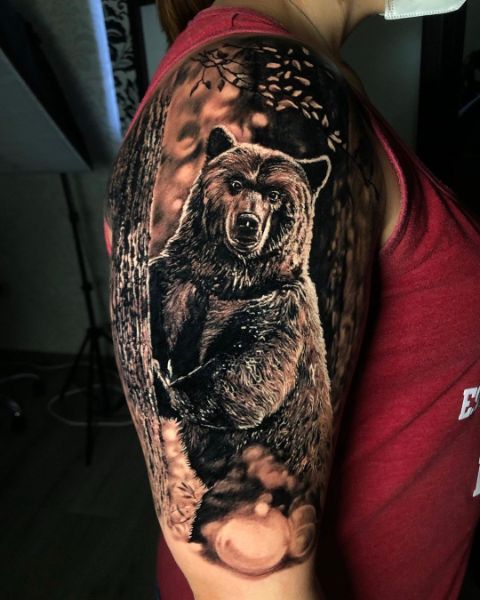 Женская Татуировка Медведь