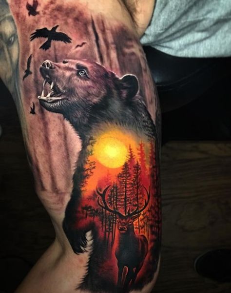 Медведь и Олень Татуировка
