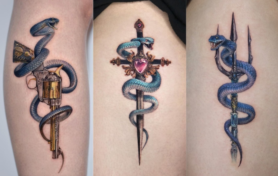 Что означает меч обвитый змеей тату: история и символика